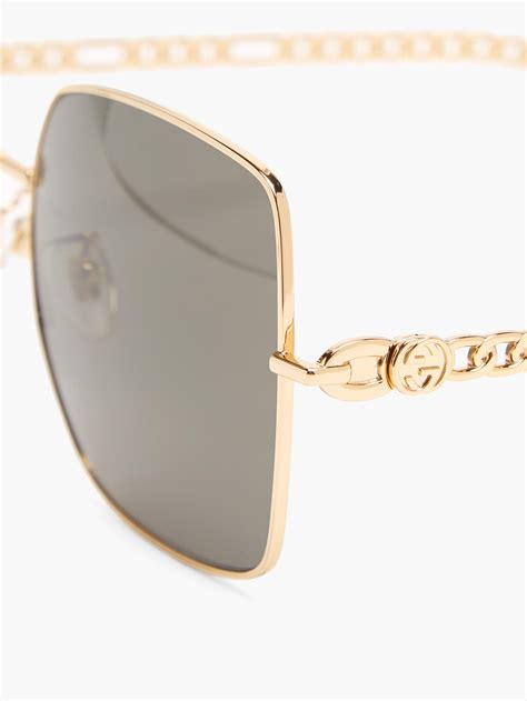 gucci square metal sunglasses